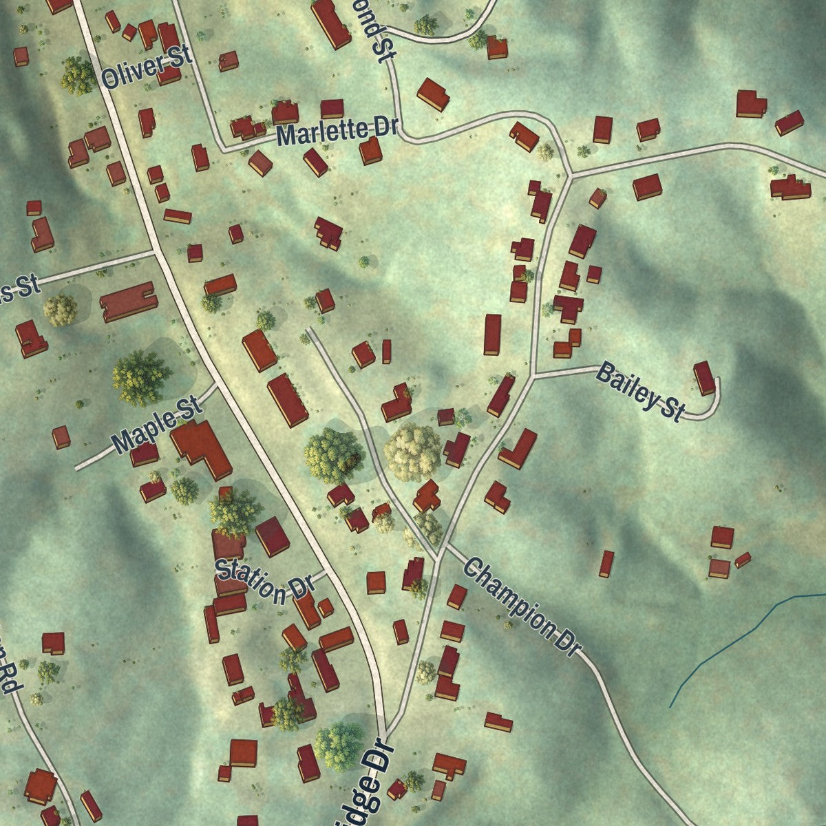 Close-up 2 of the McCaysville, Georgia map artwork