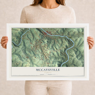 McCaysville, Georgia map print, 12" x 18" W/ White Ayous Wood Frame mockup