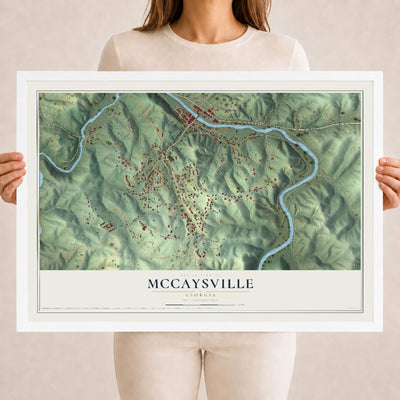 McCaysville, Georgia map print, 18" x 24" W/ White Ayous Wood Frame mockup