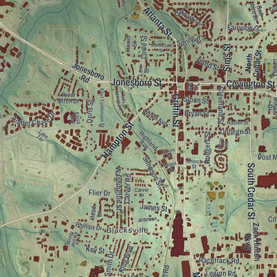 Close-up 1 of the McDonough, Georgia map artwork