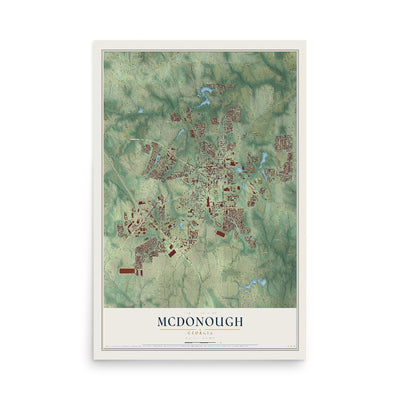 McDonough, Georgia map print, 12" x 18" Archival Matte Print mockup