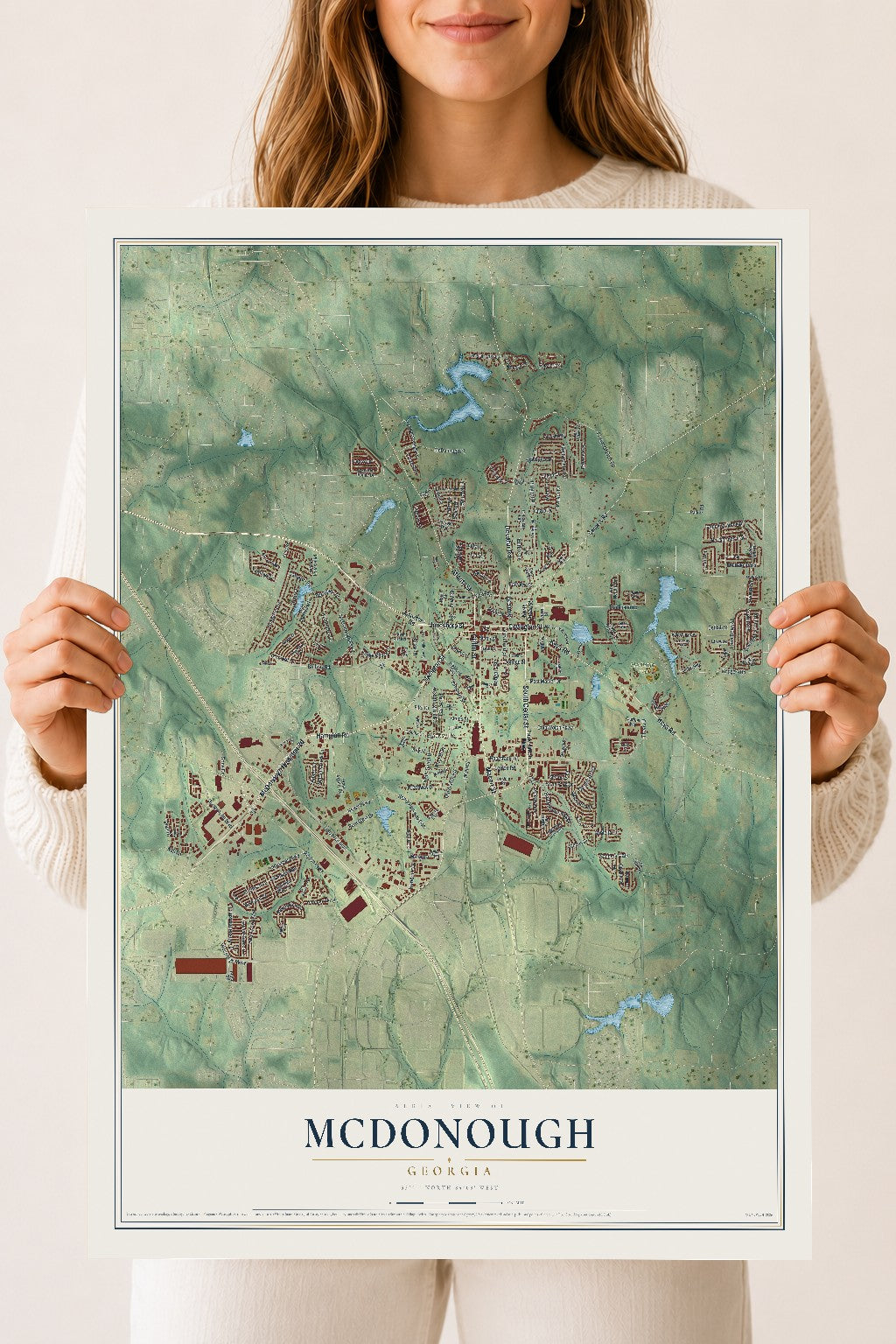 McDonough, Georgia map print, 18" x 24" Archival Matte Print mockup