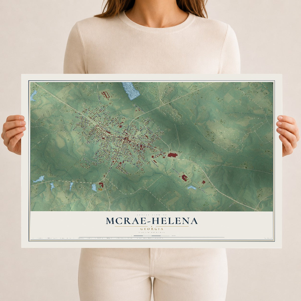 McRae-Helena, Georgia map print, 12" x 18" Archival Matte Print mockup