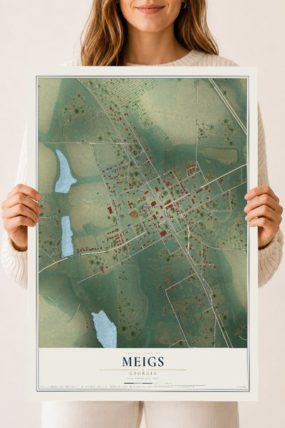 Meigs, Georgia map print, 18" x 24" Archival Matte Print mockup