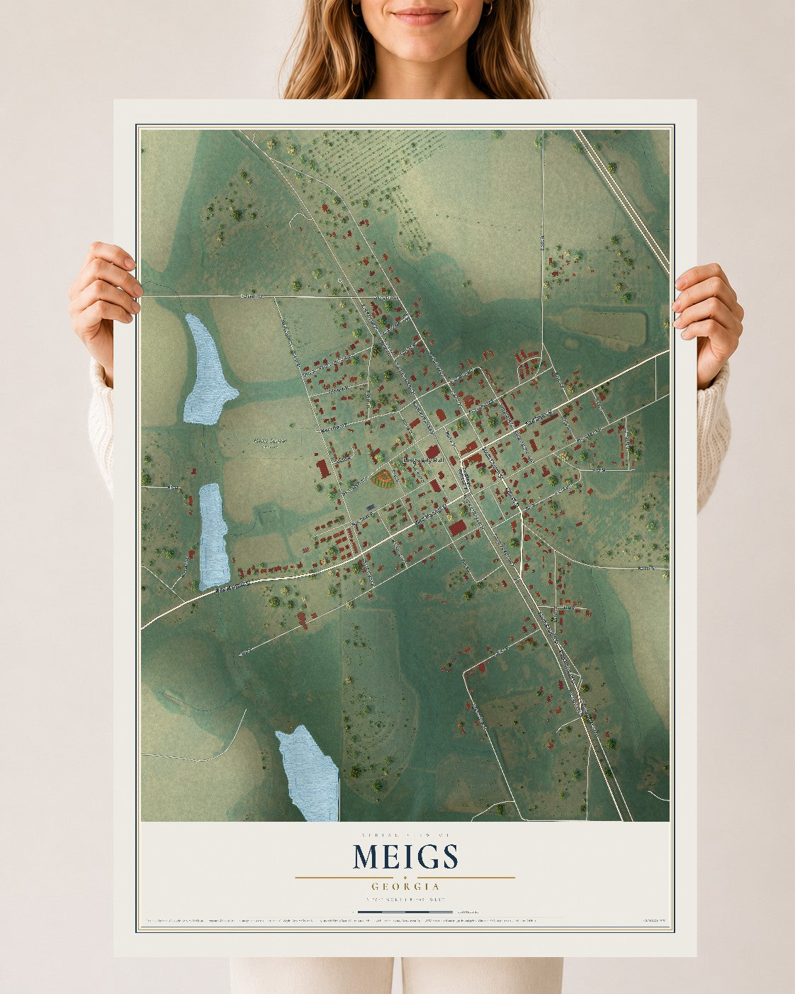 Meigs, Georgia map print, 24" x 36" Archival Matte Print mockup