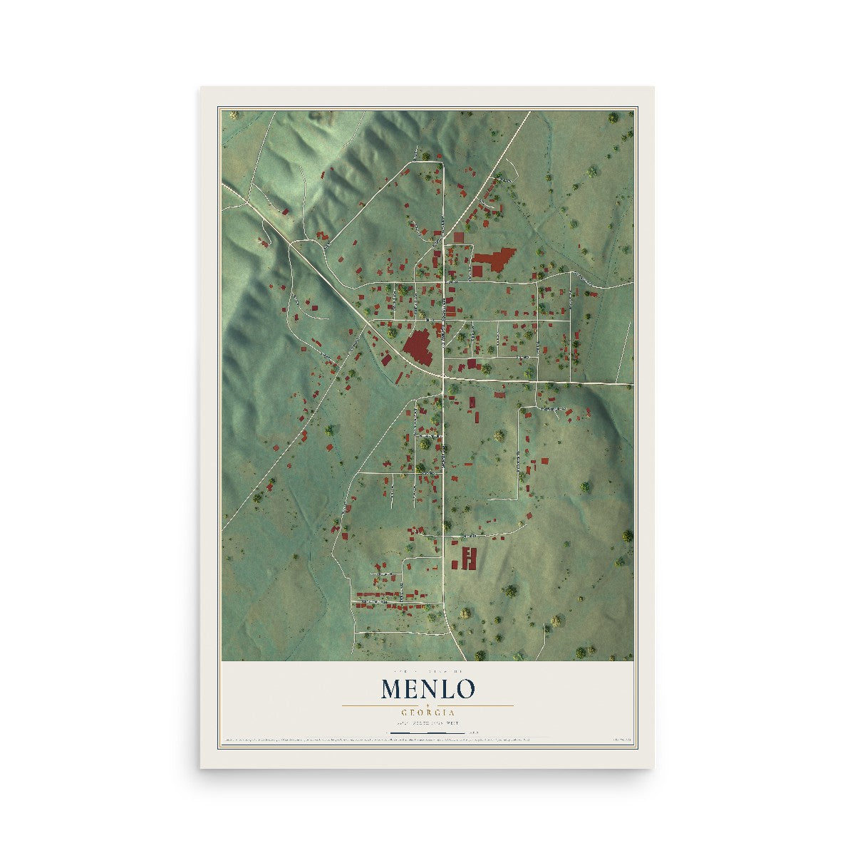 Menlo, Georgia map print, 12" x 18" Archival Matte Print mockup