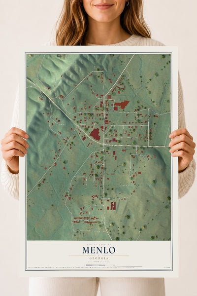 Menlo, Georgia map print, 18" x 24" Archival Matte Print mockup