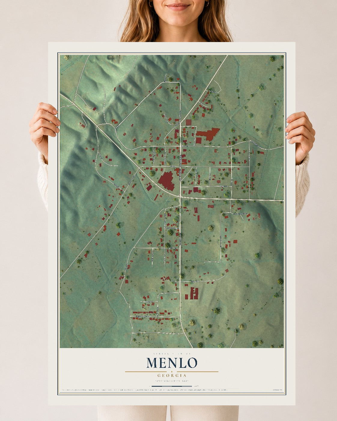 Menlo, Georgia map print, 24" x 36" Archival Matte Print mockup