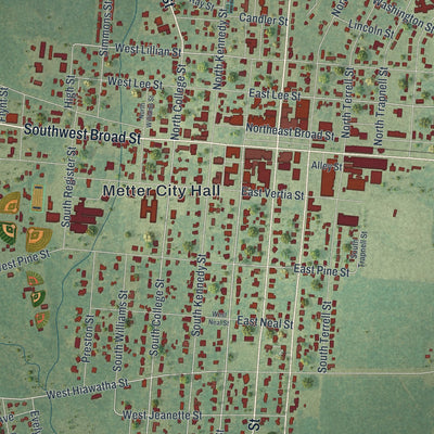 Close-up 1 of the Metter, Georgia map artwork