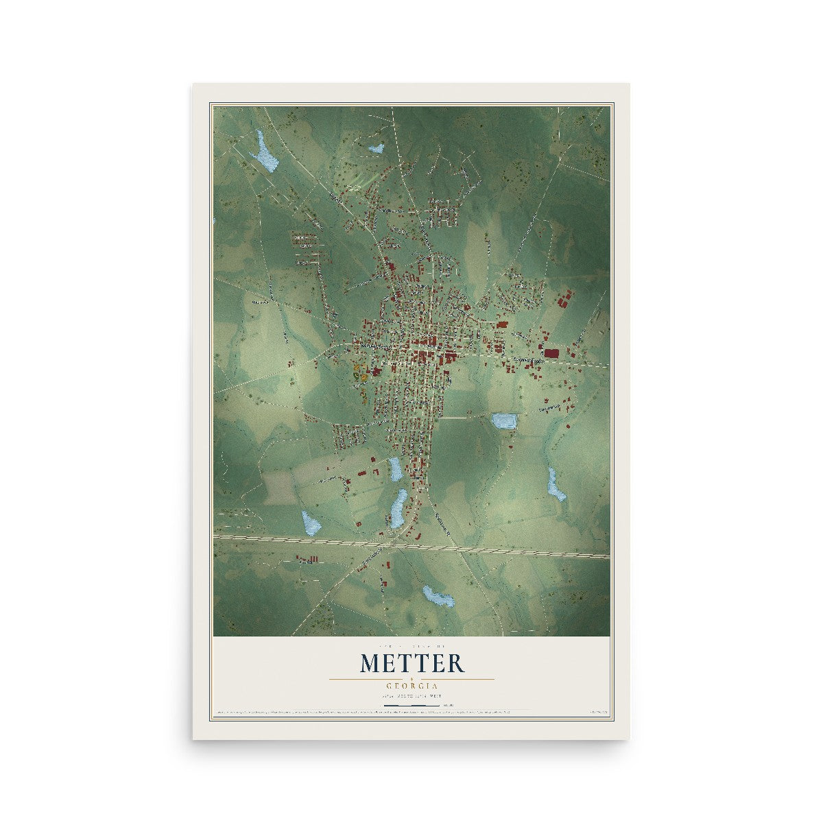 Metter, Georgia map print, 12" x 18" Archival Matte Print mockup