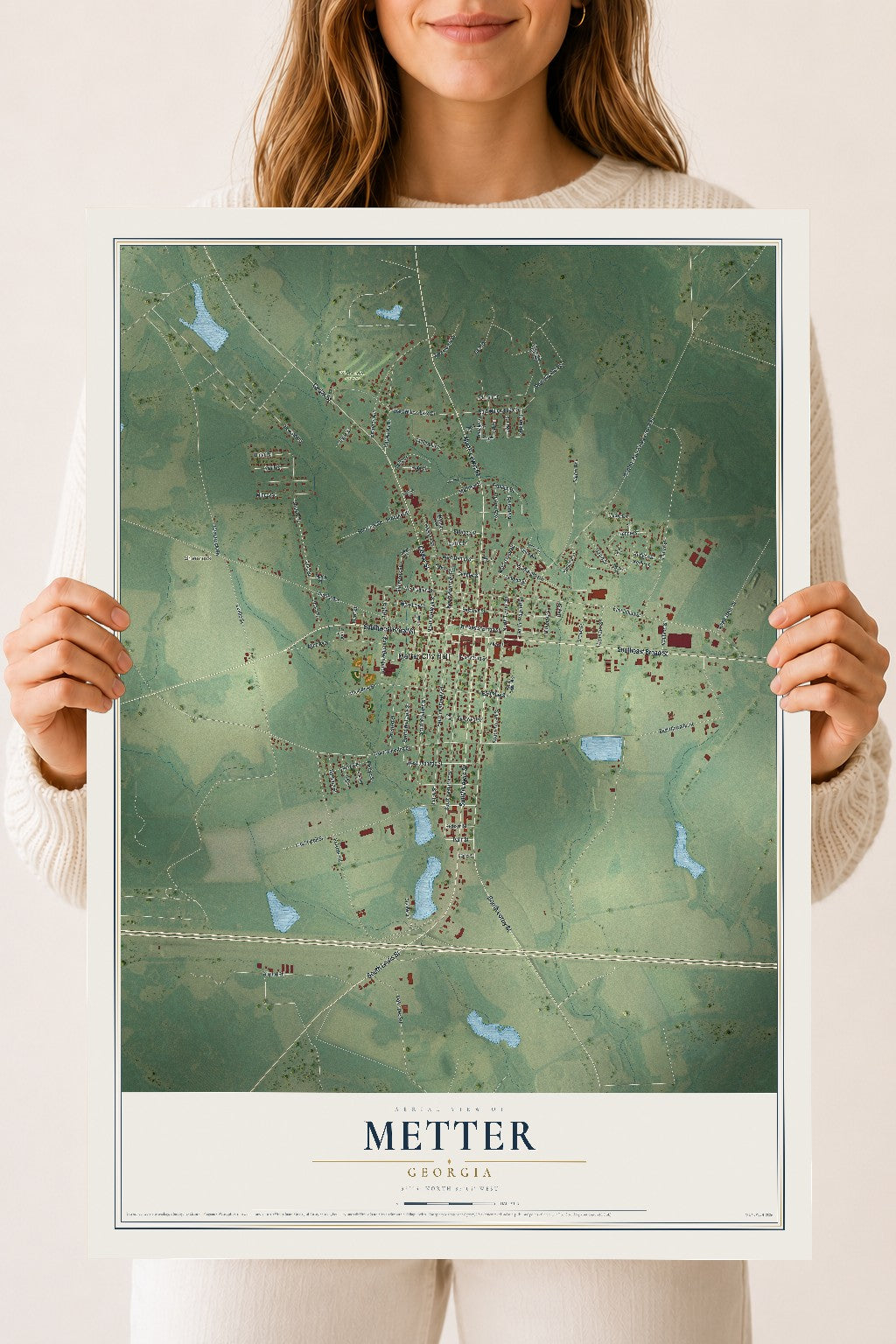 Metter, Georgia map print, 18" x 24" Archival Matte Print mockup
