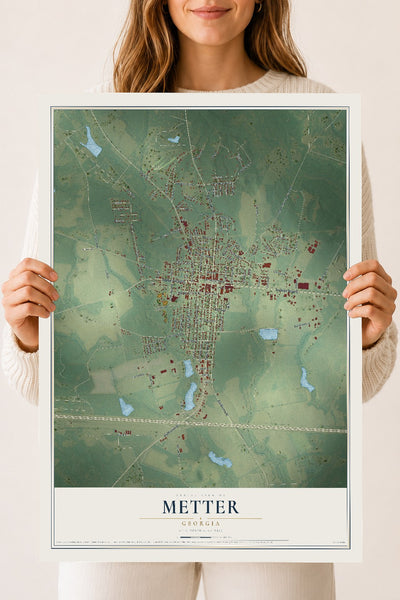 Metter, Georgia map print, 18" x 24" Archival Matte Print mockup