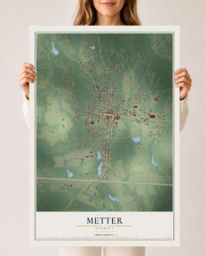 Metter, Georgia map print, 24" x 36" Archival Matte Print mockup
