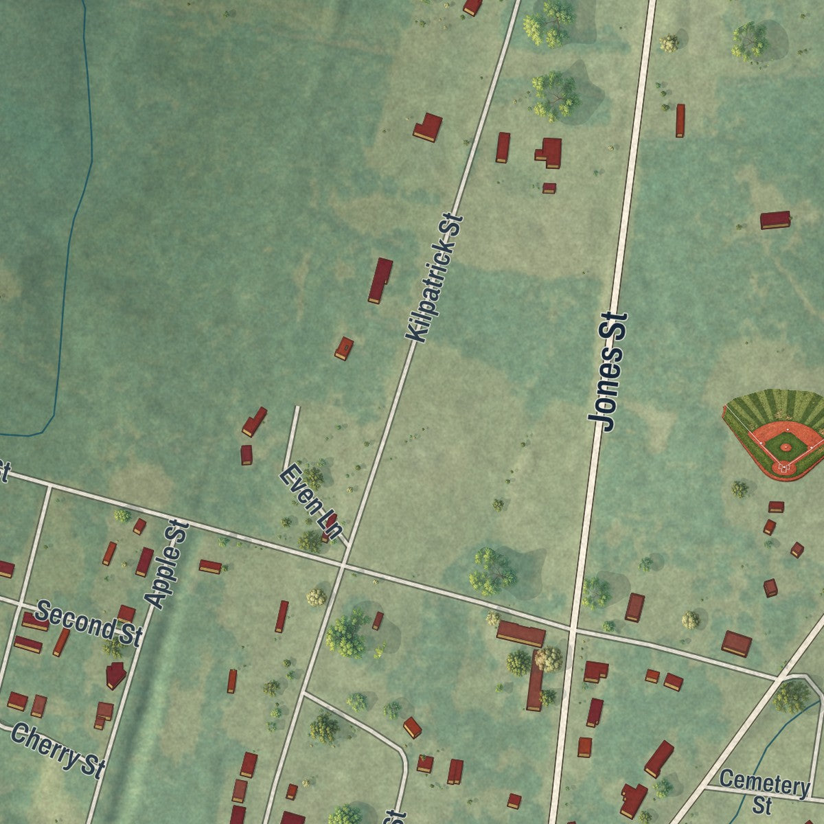 Close-up 2 of the Midville, Georgia map artwork