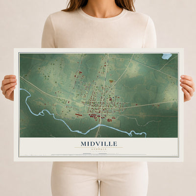 Midville, Georgia map print, 12" x 18" Archival Matte Print mockup