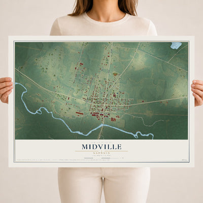 Midville, Georgia map print, 18" x 24" Archival Matte Print mockup