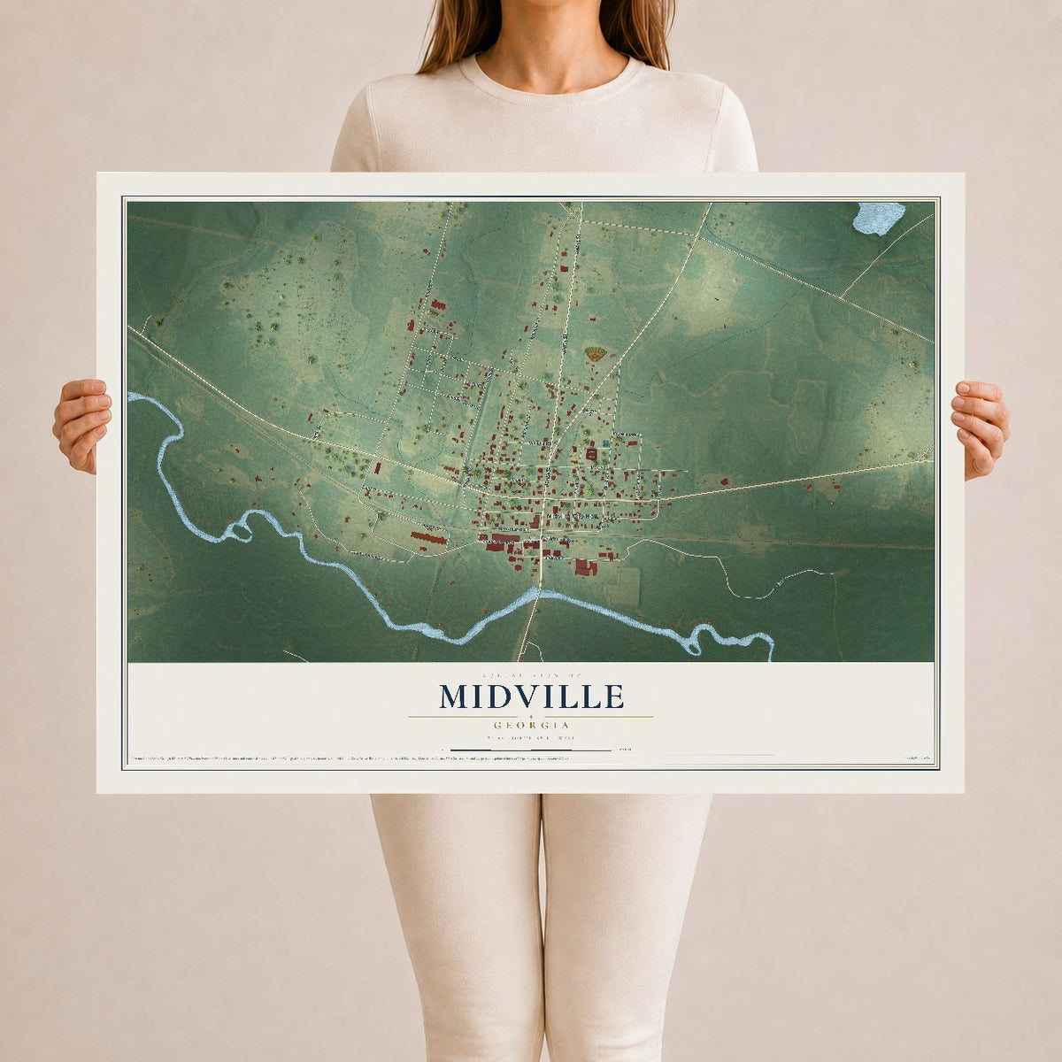 Midville, Georgia map print, 24" x 36" Archival Matte Print mockup