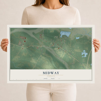 Midway, Georgia map print, 12" x 18" Archival Matte Print mockup