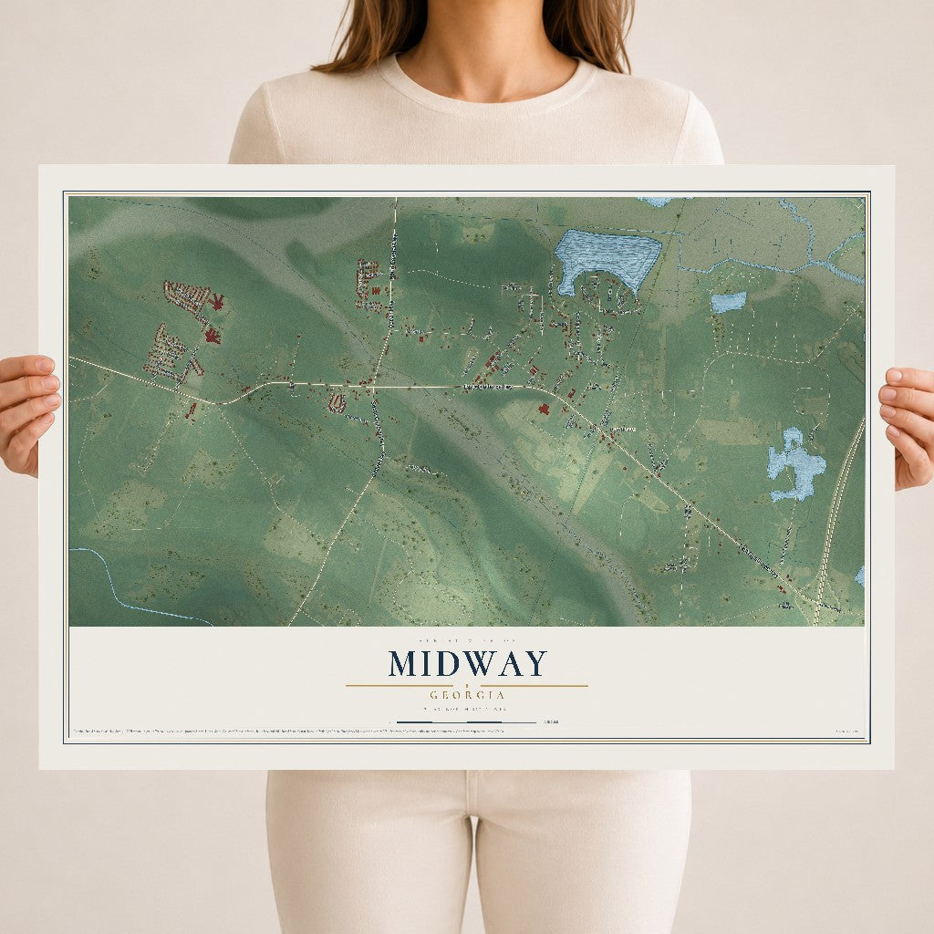 Midway, Georgia map print, 18" x 24" Archival Matte Print mockup