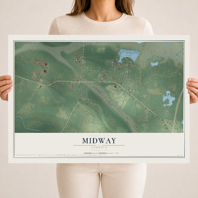 Midway, Georgia map print, 18" x 24" Archival Matte Print mockup