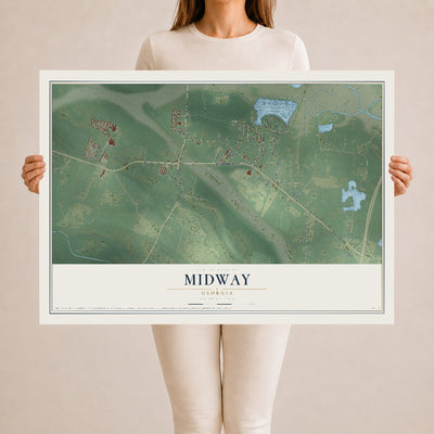 Midway, Georgia map print, 24" x 36" Archival Matte Print mockup