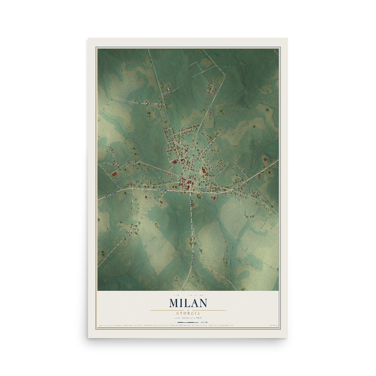 Milan, Georgia map print, 12" x 18" Archival Matte Print mockup
