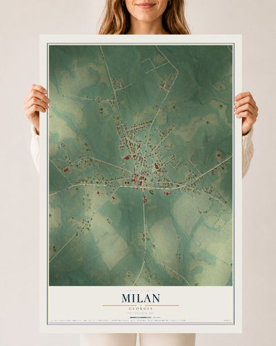 Milan, Georgia map print, 24" x 36" Archival Matte Print mockup