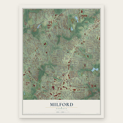 Milford, Georgia map print, the full design