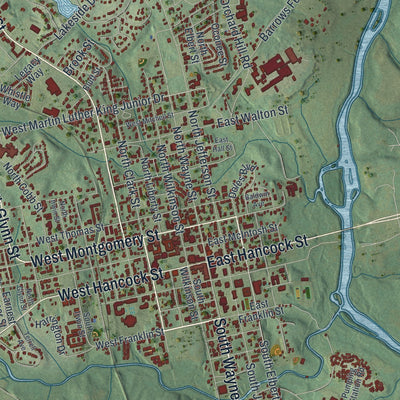 Close-up 1 of the Milledgeville, Georgia map artwork