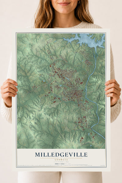 Milledgeville, Georgia map print, 18" x 24" Archival Matte Print mockup
