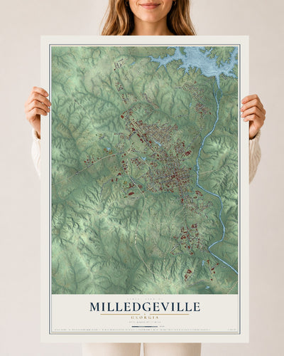 Milledgeville, Georgia map print, 24" x 36" Archival Matte Print mockup