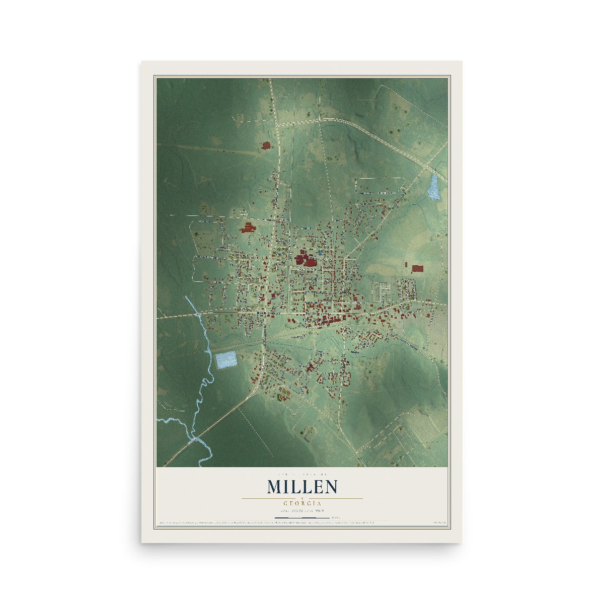 Millen, Georgia map print, 12" x 18" Archival Matte Print mockup
