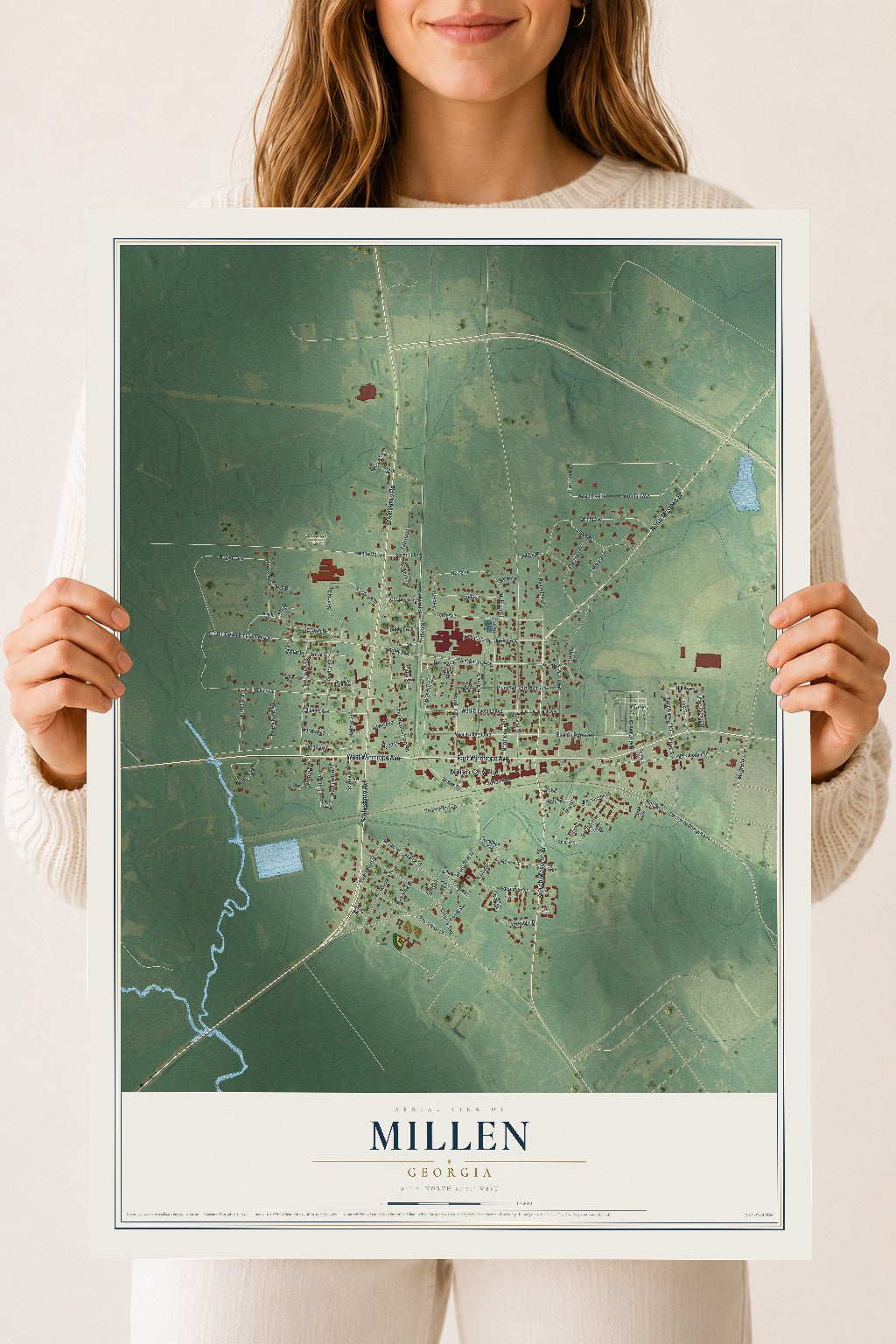 Millen, Georgia map print, 18" x 24" Archival Matte Print mockup