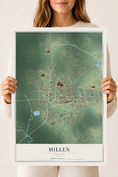 Millen, Georgia map print, 18" x 24" Archival Matte Print mockup