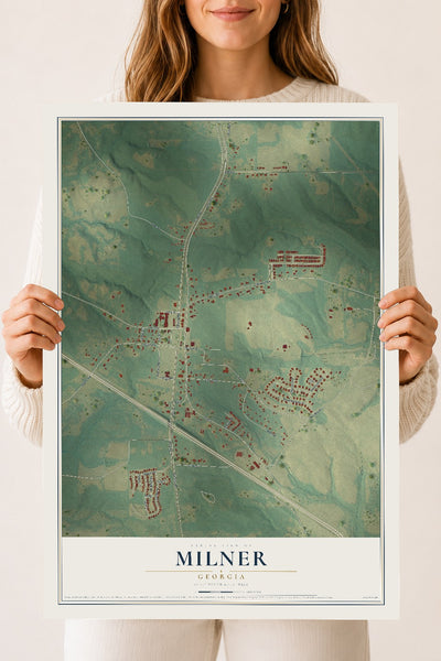 Milner, Georgia map print, 18" x 24" Archival Matte Print mockup
