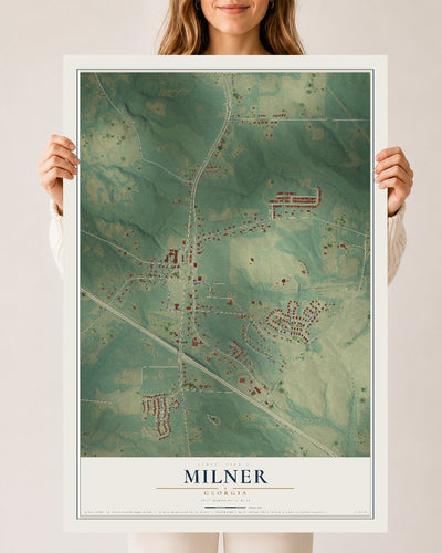 Milner, Georgia map print, 24" x 36" Archival Matte Print mockup