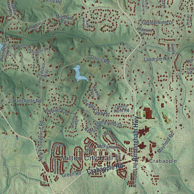 Close-up 2 of the Milton, Georgia map artwork
