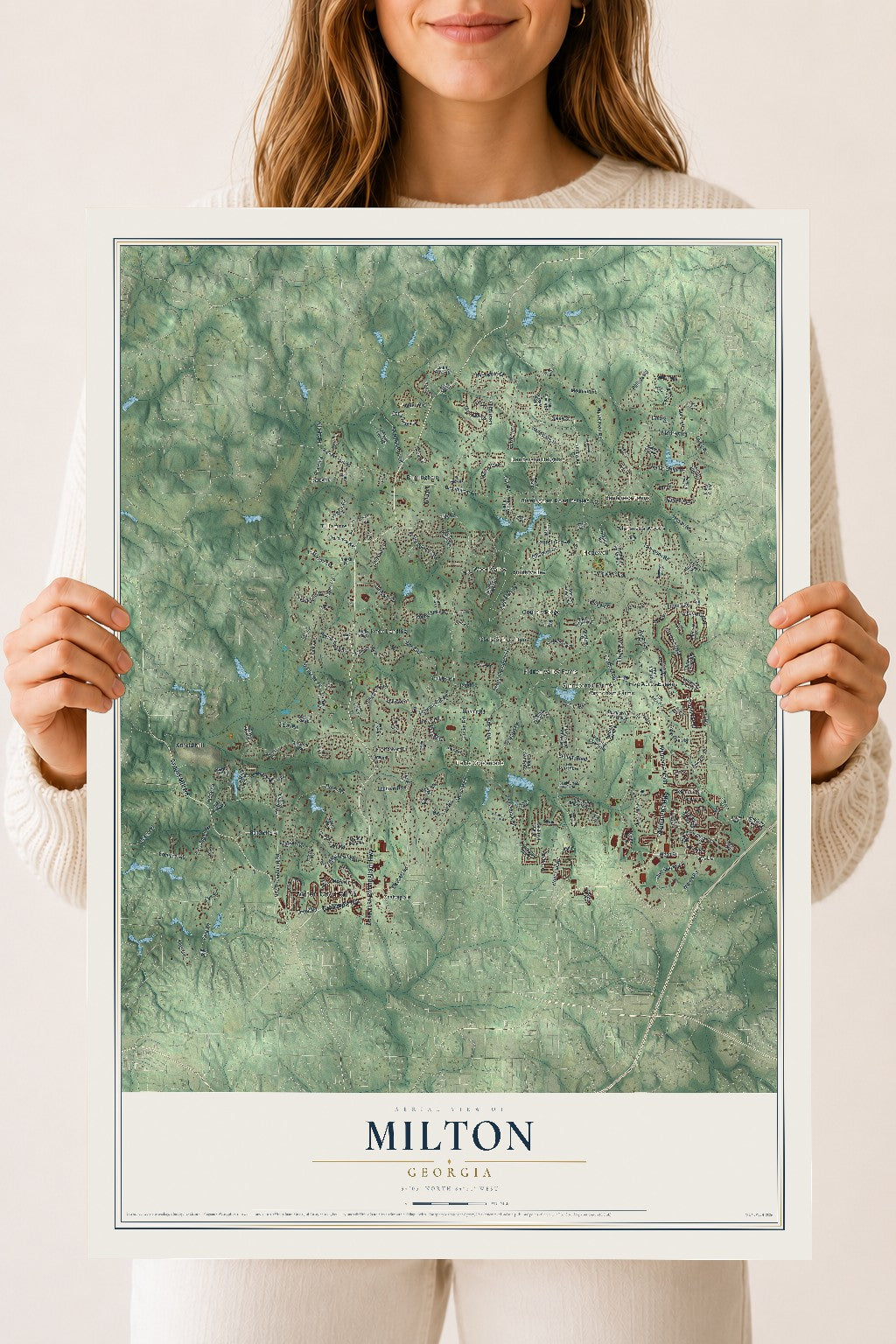 Milton, Georgia map print, 18" x 24" Archival Matte Print mockup