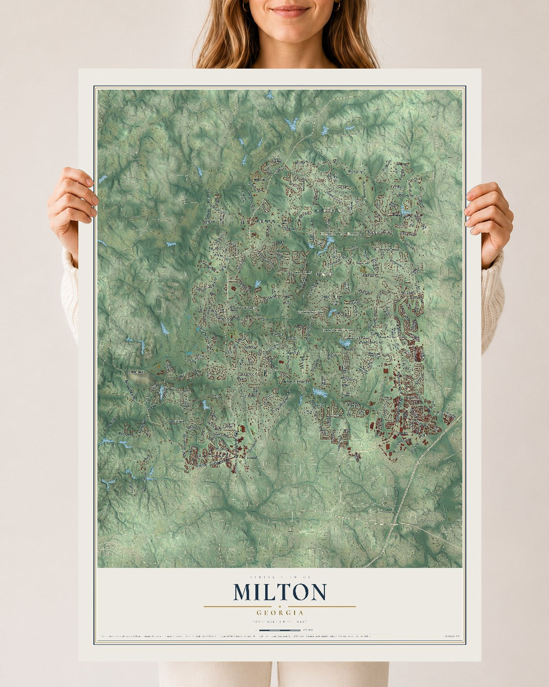 Milton, Georgia map print, 24" x 36" Archival Matte Print mockup