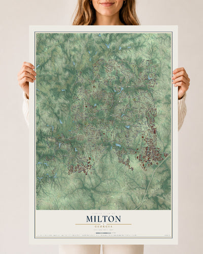 Milton, Georgia map print, 24" x 36" Archival Matte Print mockup