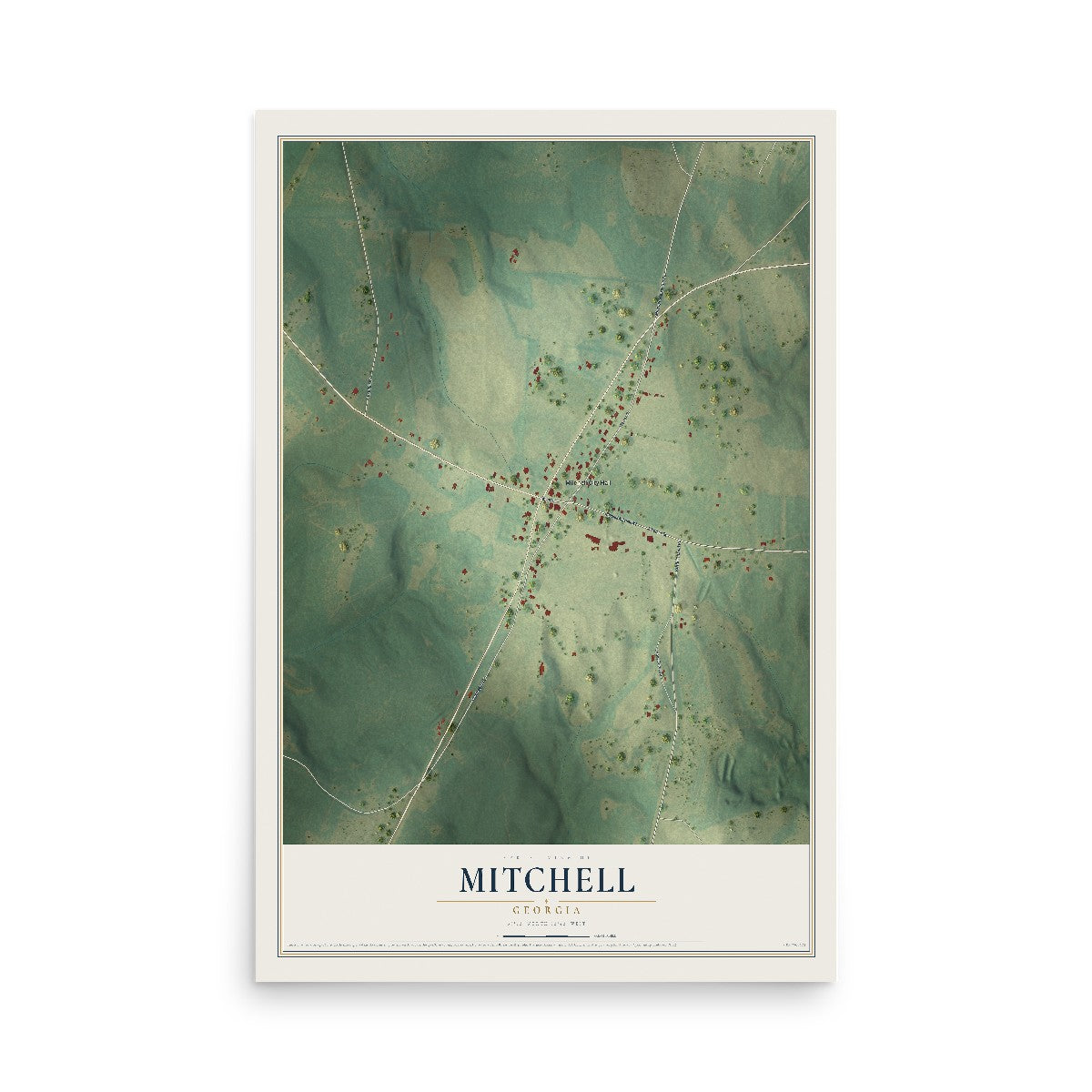 Mitchell, Georgia map print, 12" x 18" Archival Matte Print mockup