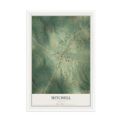 Mitchell, Georgia map print, 12" x 18" W/ White Ayous Wood Frame mockup