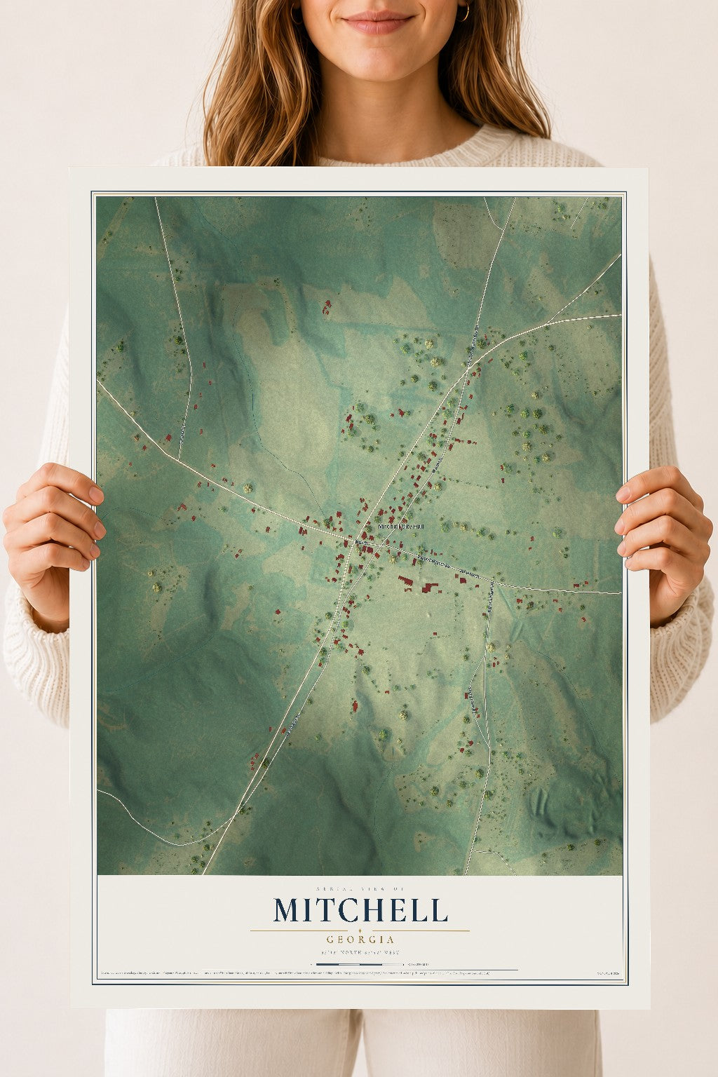 Mitchell, Georgia map print, 18" x 24" Archival Matte Print mockup