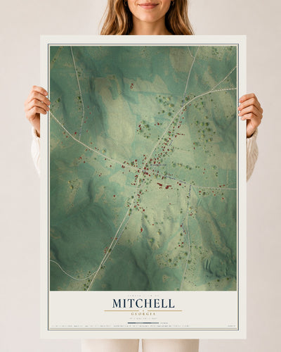 Mitchell, Georgia map print, 24" x 36" Archival Matte Print mockup