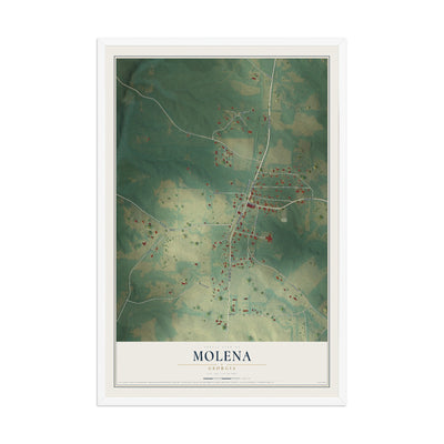 Molena, Georgia map print, 12" x 18" W/ White Ayous Wood Frame mockup