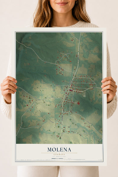 Molena, Georgia map print, 18" x 24" Archival Matte Print mockup