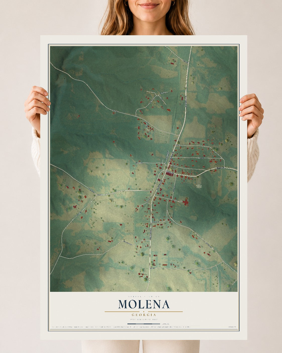 Molena, Georgia map print, 24" x 36" Archival Matte Print mockup