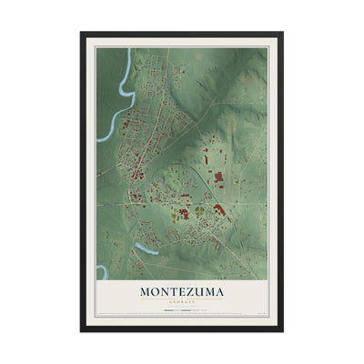 Montezuma, Georgia map print, 12" x 18" W/ Black Ayous Wood Frame mockup