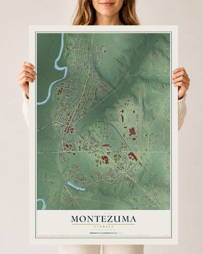 Montezuma, Georgia map print, 24" x 36" Archival Matte Print mockup