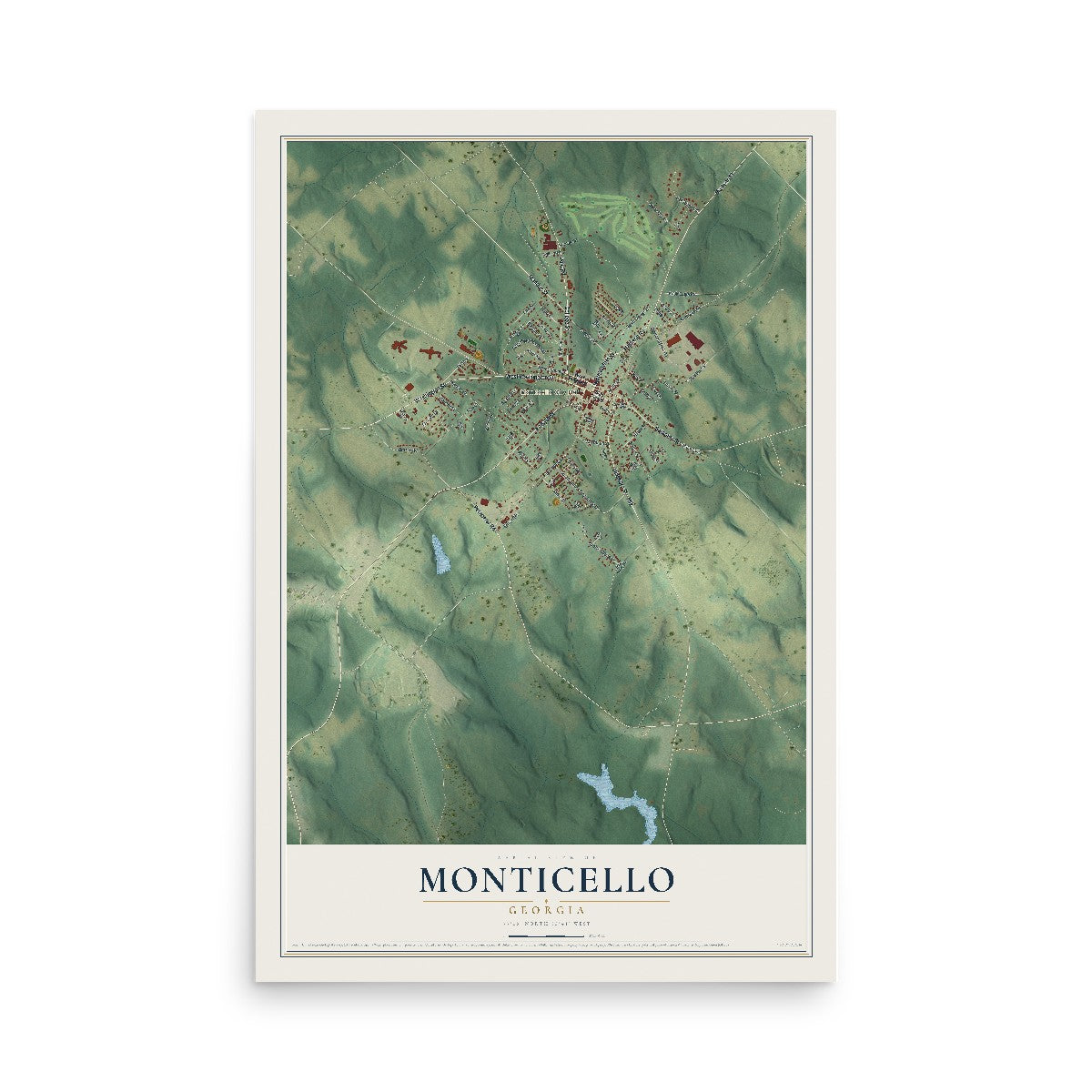 Monticello, Georgia map print, 12" x 18" Archival Matte Print mockup